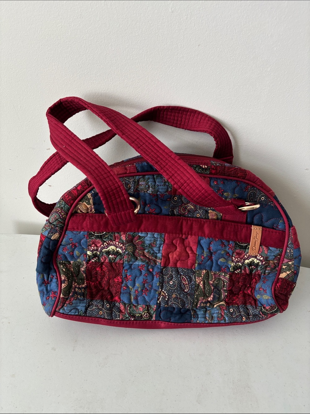 Donna Dharp Quilted Patchwork Shoulder Bag - Red & Blue Cottagecore bohemian